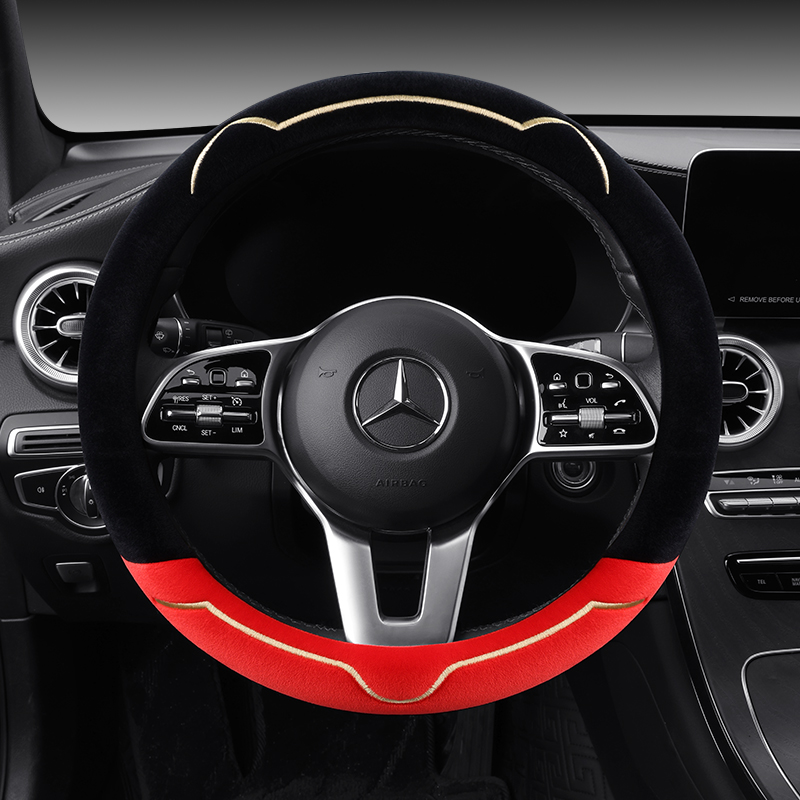 冬季毛绒方向盘套高级感轻奢短毛绒新款汽车方向盘把套女冬天保暖