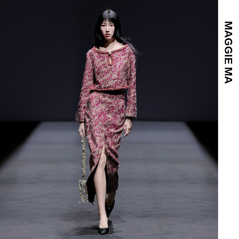 MAGGIEMA马婧网红洋气炸街女装气质短款半裙小香风套装733S/734B