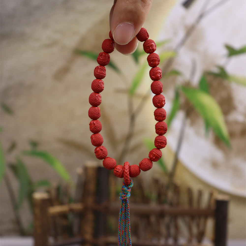 含辰砂工艺品朱砂手串·7mm+佛头款·SZS3003