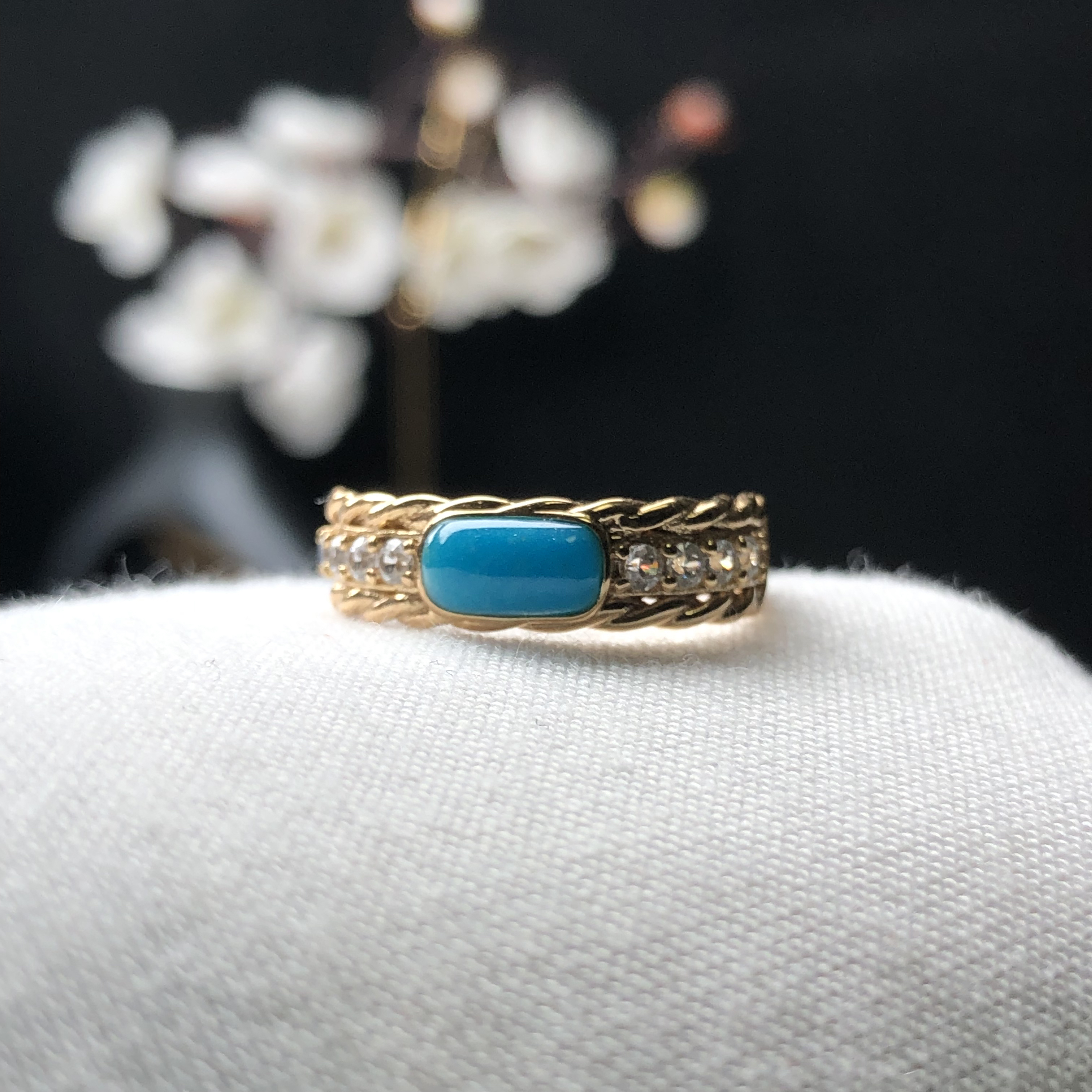 「石凡珠宝」原矿绿松石暴力蓝女戒 基地发货地大证书