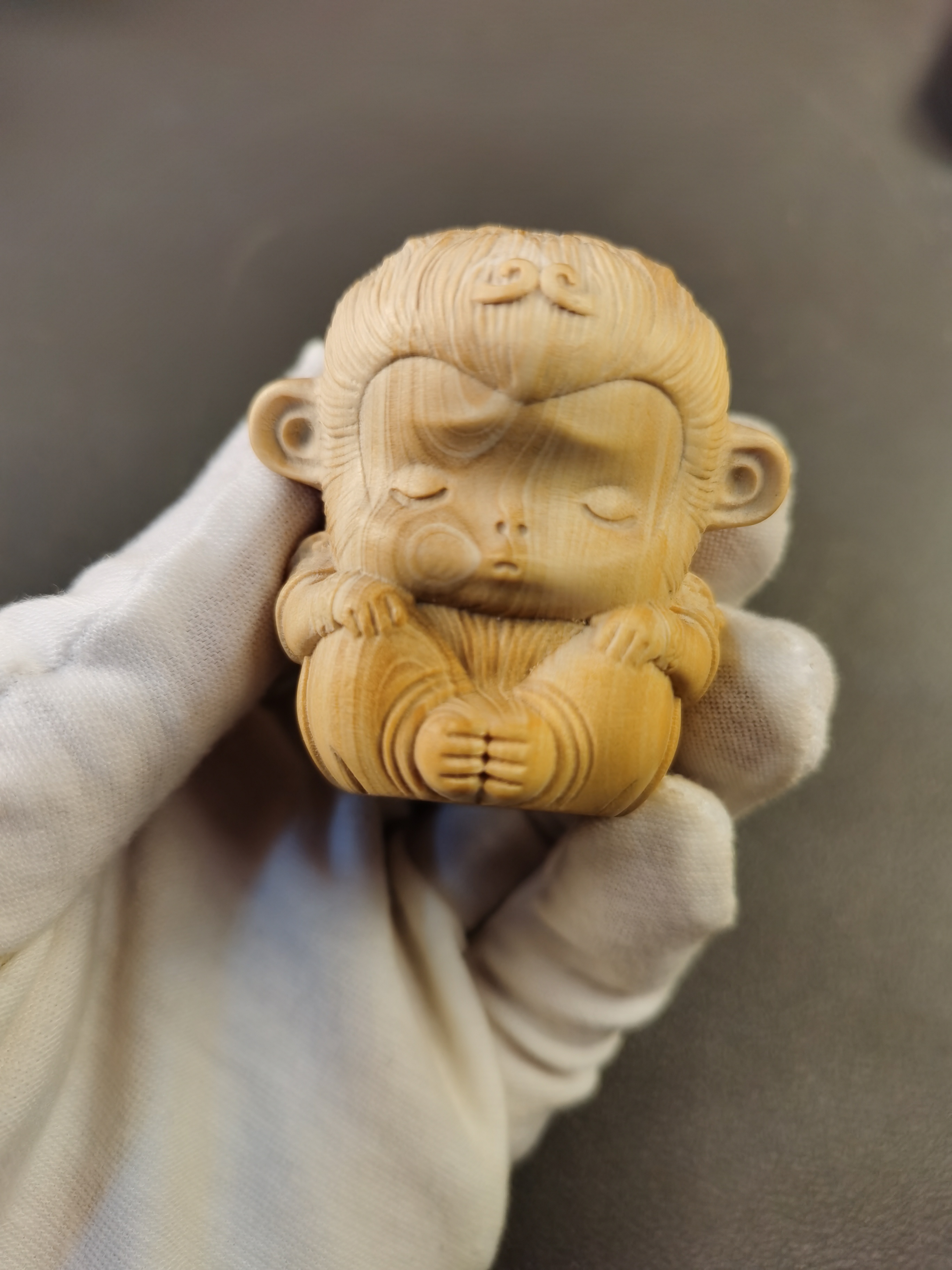 小叶黄杨木雕实木创意雕刻生肖嘟嘟猴随身把件手把件工艺品