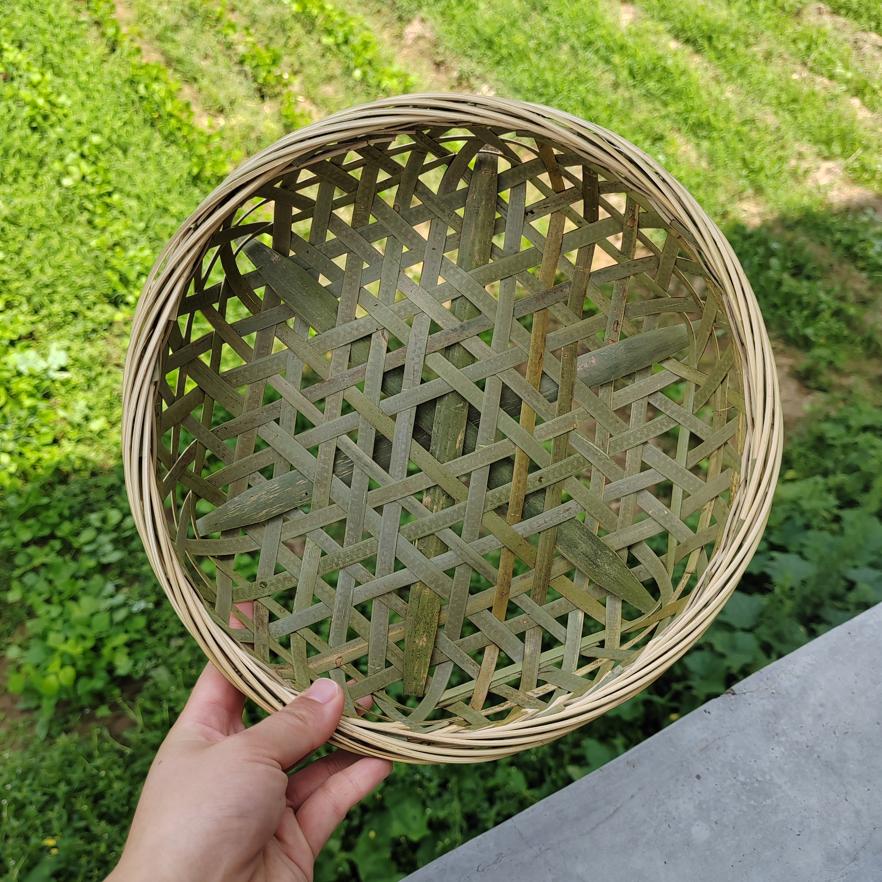 小号竹编六角篮直径25高6厘米手工艺编织加固竹篮天然竹编制健康