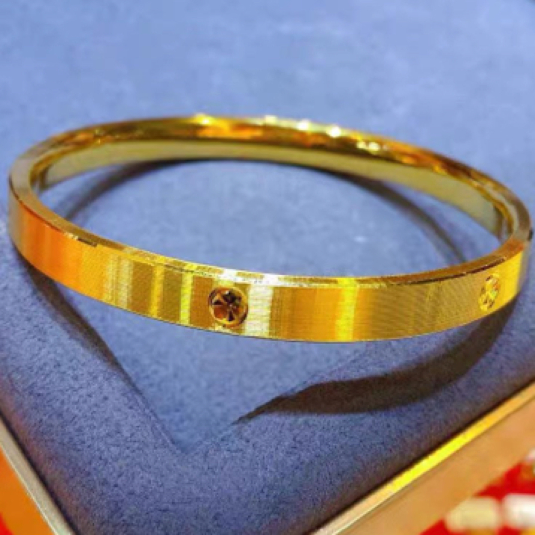 铜合金手镯 高货米字拉丝手镯钻文5.5毫米宽版亮面素圈经典款