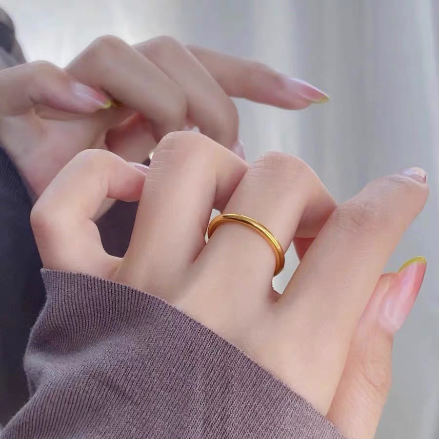 铜合金戒指 福利  古法传承素圈戒指不掉色实心磨砂哑光闭口对戒