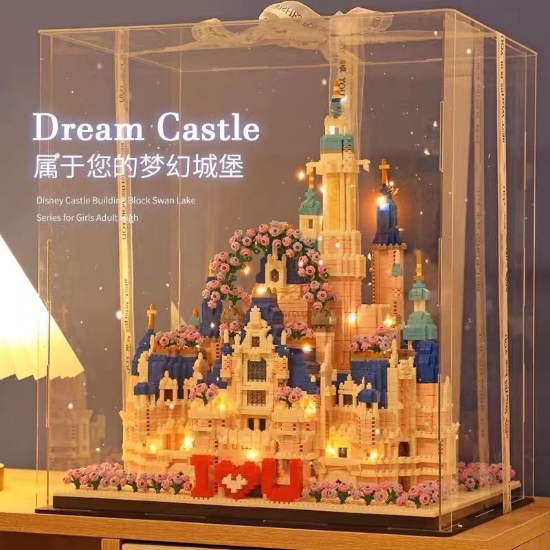 粉色花园城堡高难度益智拼装梦幻建筑玩具女孩生日礼物