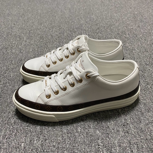 95新 LouisVuitton/路易威登 98新/36码/老花皮质小白鞋/BF00592