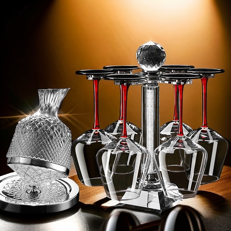 网红黑领结红酒杯套装家用奢华高档葡萄酒杯轻奢风酒柜摆件高颜值