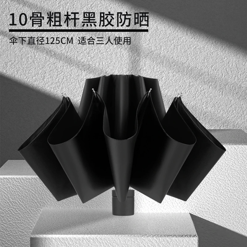 十骨粗杆双人黑胶晴雨伞