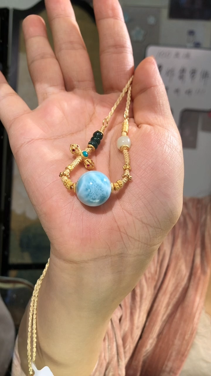 【闪购商品】针钠钙石（海纹石）吊坠(不含链)银S925镶嵌海纹石吊坠