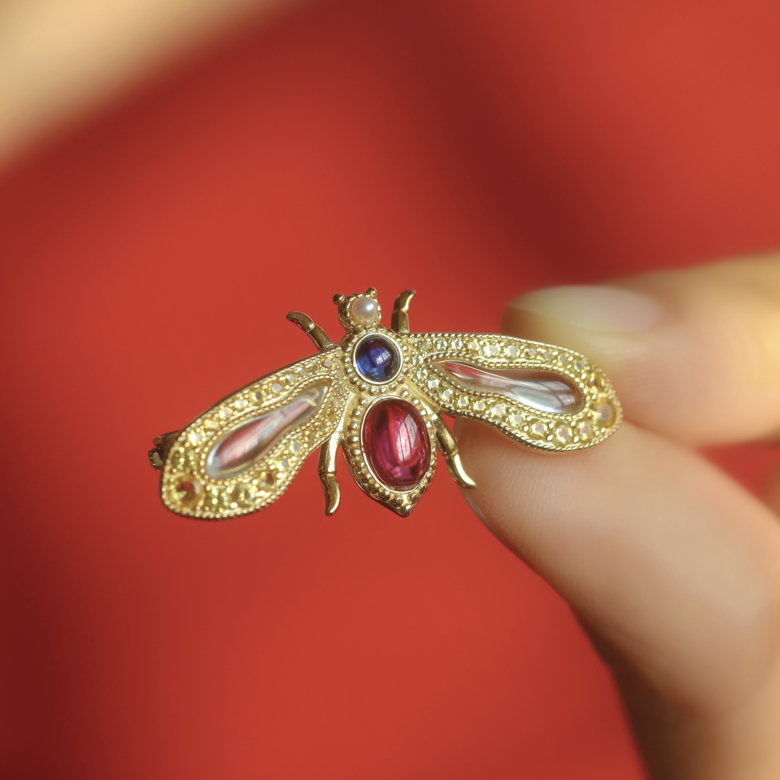 925银合成锆石胸针 【田老师原创设计】S925银小蜜蜂胸针自然系列