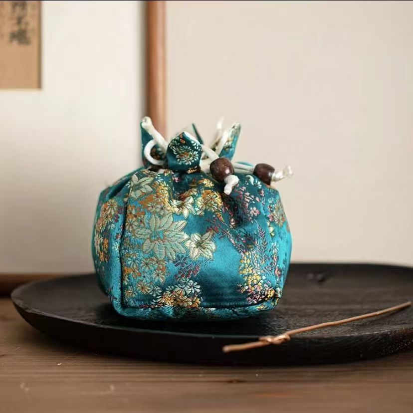 便携式单杯收纳袋主人杯旅行茶具泡茶杯建盏杯布包束口棉麻布袋