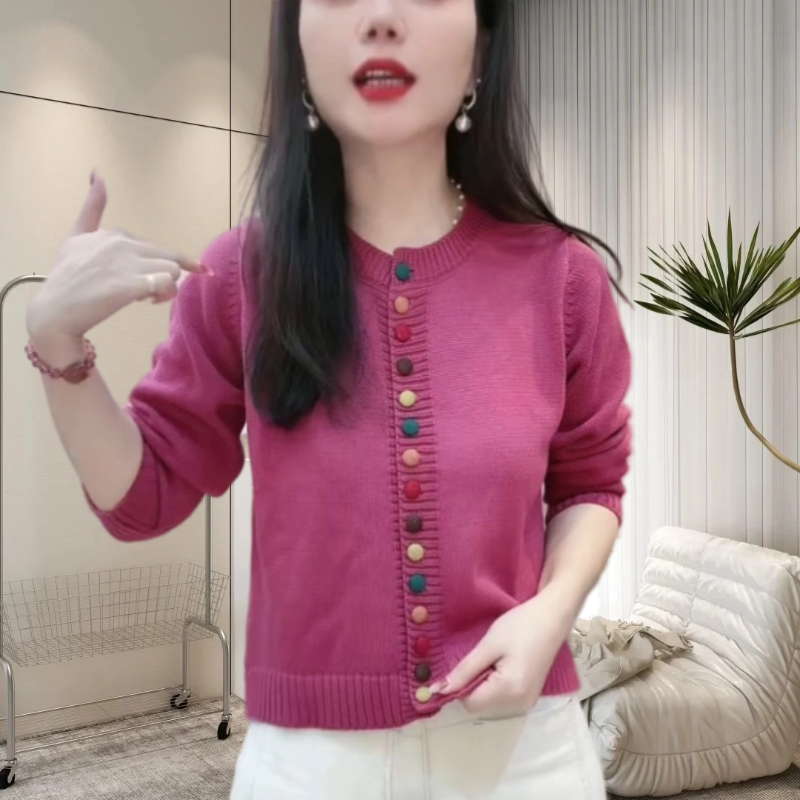 高档圆领针织打底毛衣女2024冬新款气质显瘦百搭设计感内搭针织衫