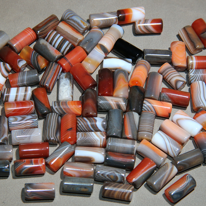 缠丝玛瑙光面红色灰色小号立柱 8*16mm款 小米珠 diy饰品配珠对珠