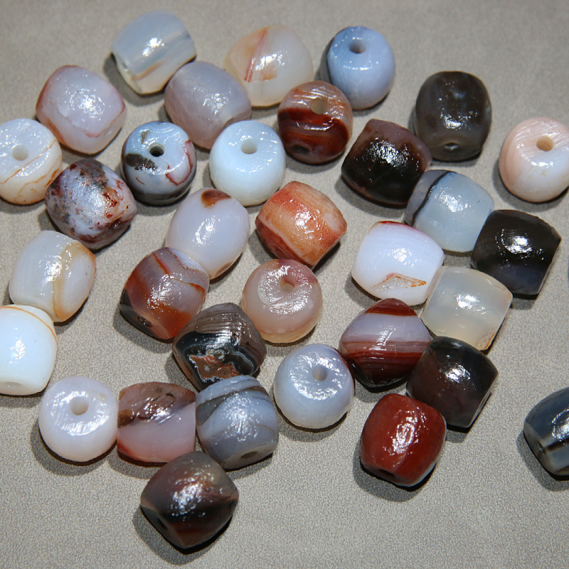 缠丝玛瑙做旧浅色系草花小鼓珠 diy饰品手串配珠主珠对珠项链锁骨