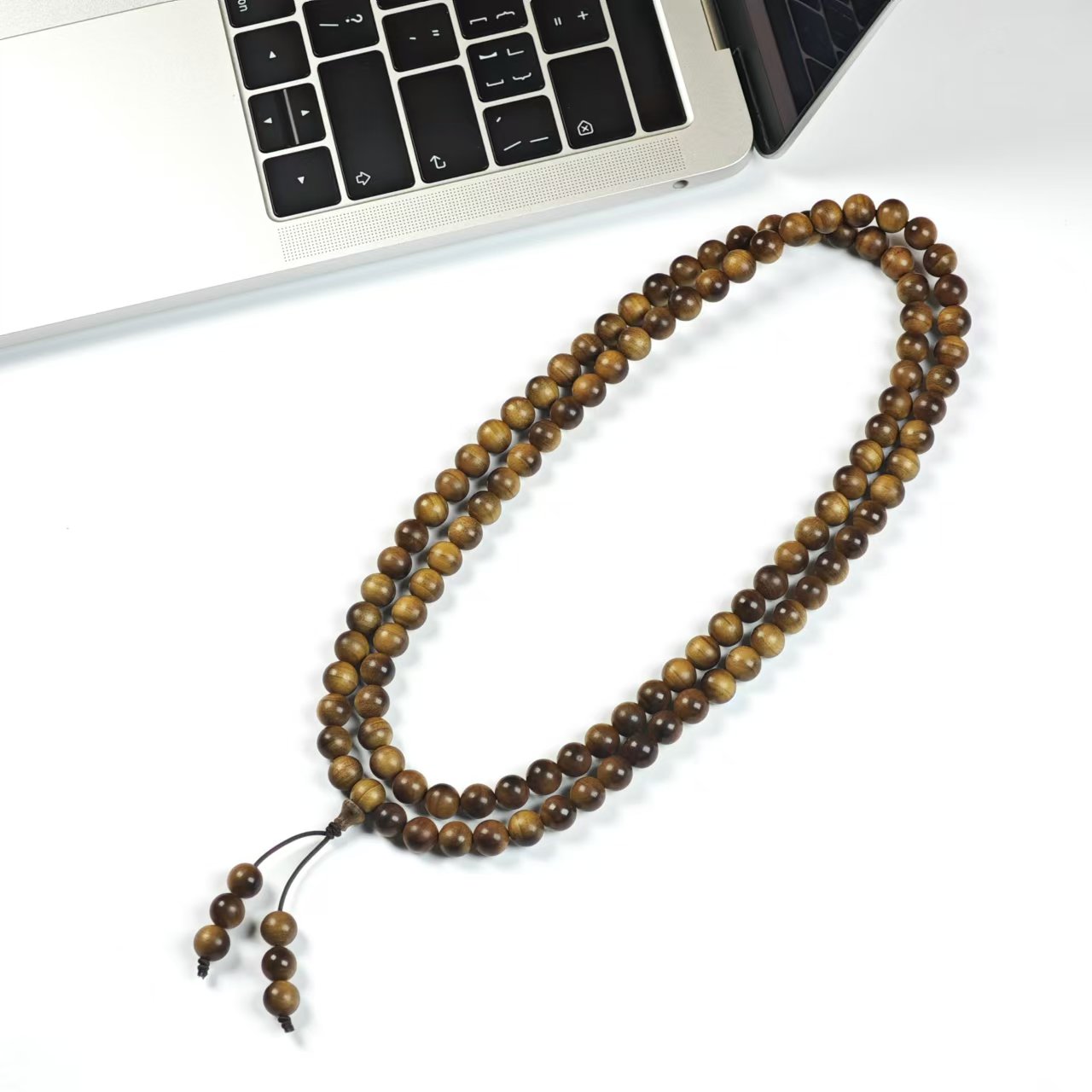  听木香事 横纹黑肉印度百年老山檀香0.8多圈108颗圆珠手串