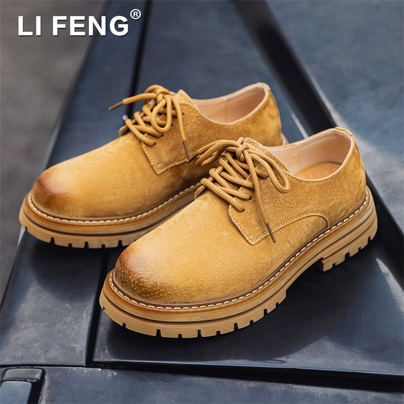 秋季德比鞋男款新款真皮百搭休闲鞋软底复古工装鞋透气大头皮鞋男