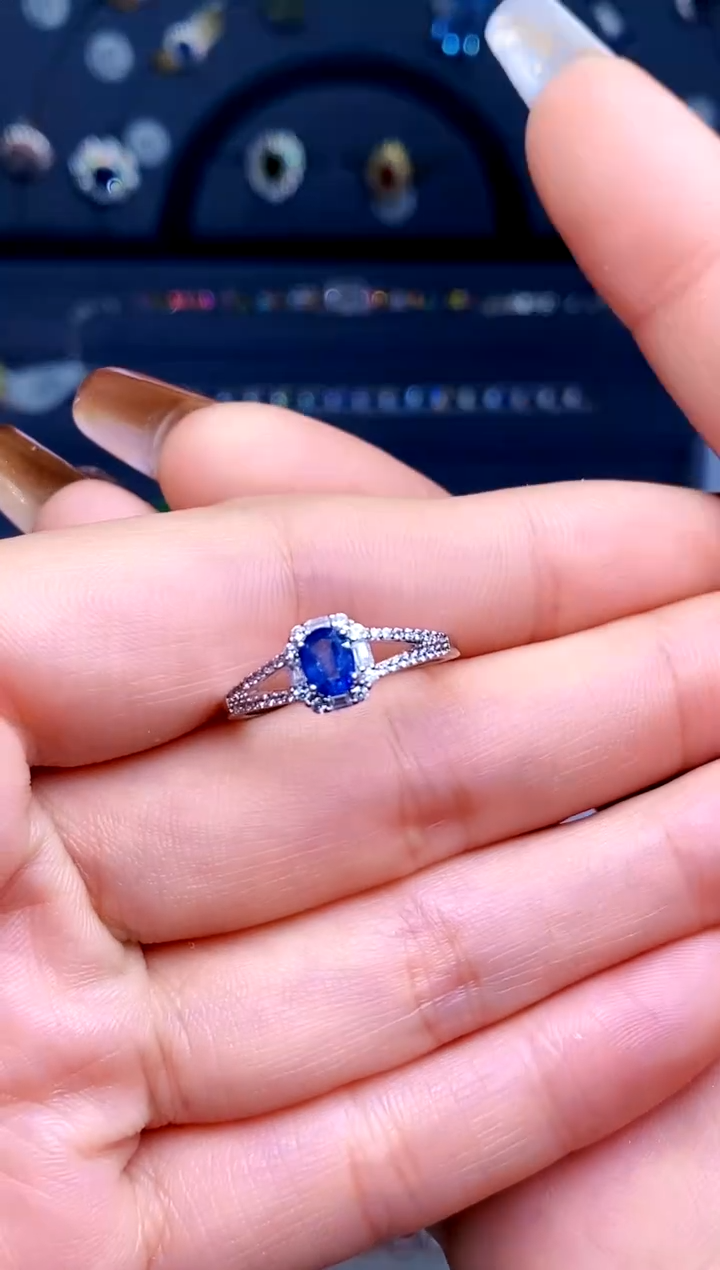 【闪购商品】蓝宝石戒指银S925镶嵌2-79