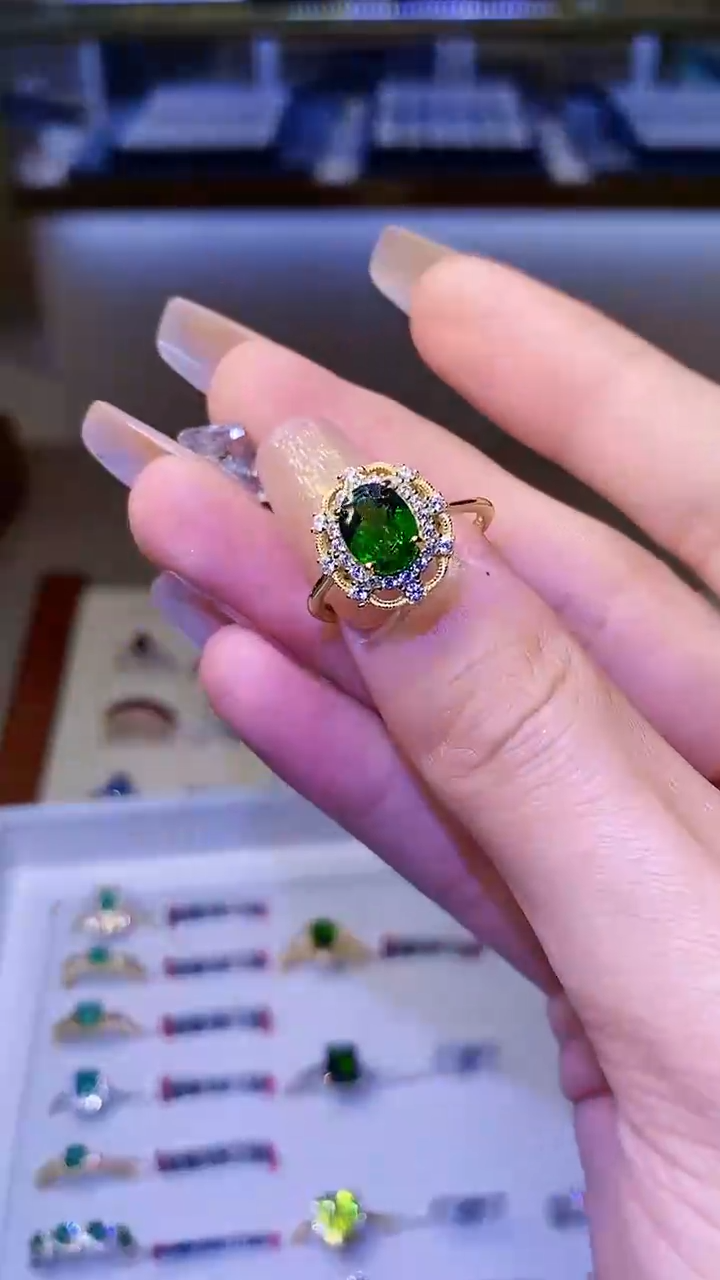 【闪购商品】透辉石戒指银S925镶嵌.