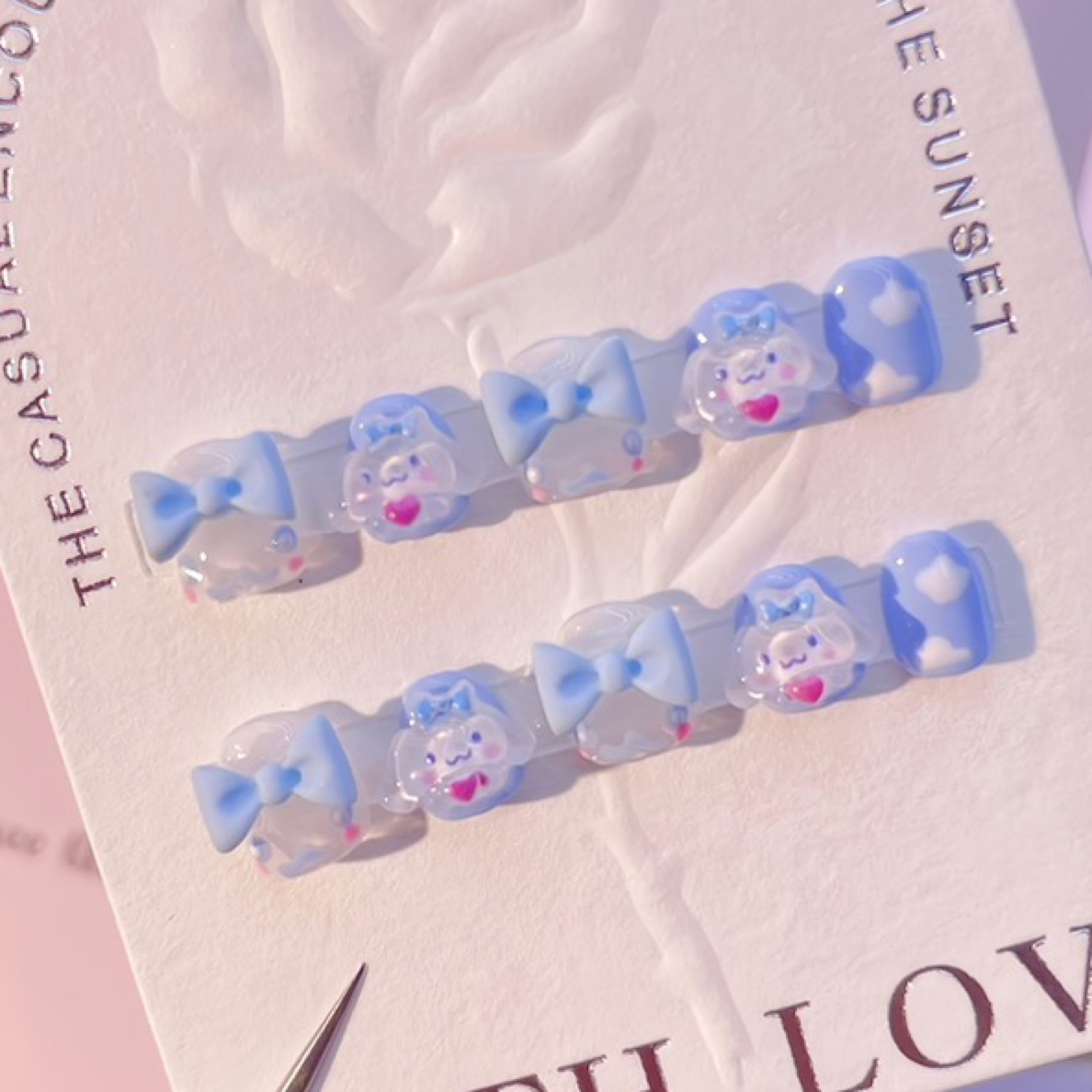 【玉桂狗】儿童手工穿戴甲无毒防啃咬小学生卡通短款可爱女童美甲