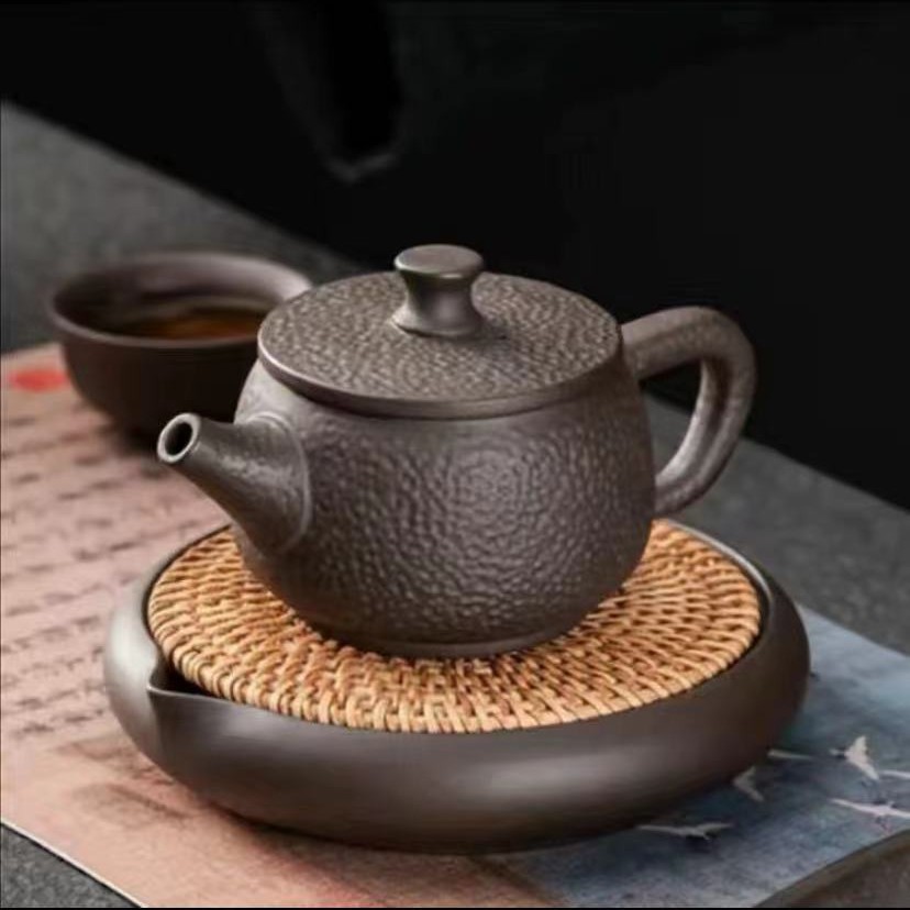 迈盟原矿老紫泥紫砂功夫茶具家用泡茶壶锤纹汉瓦壶单壶200cc