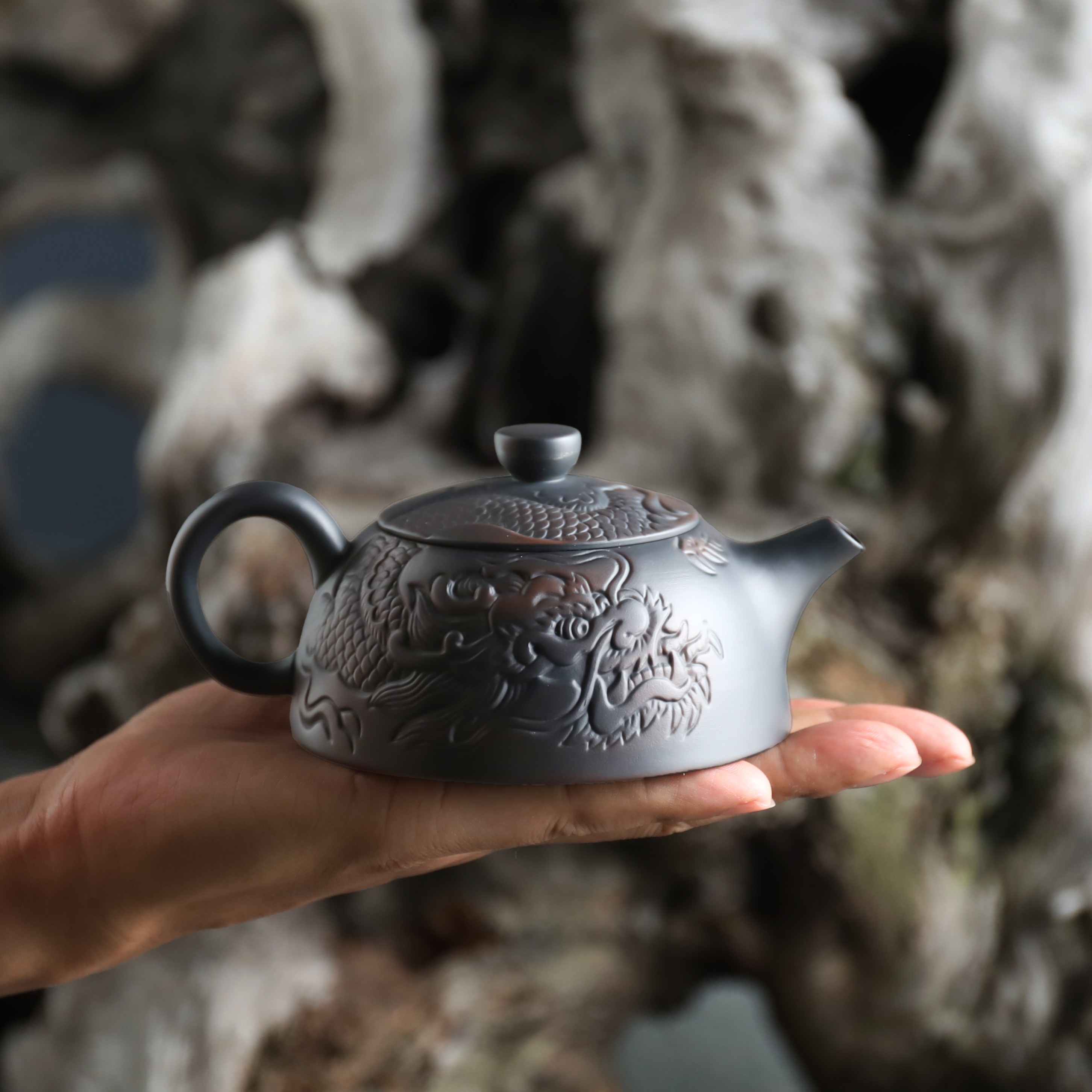 原矿紫陶凤鸣壶半月龙壶半手工壶功夫茶具家用单壶围炉煮茶器具