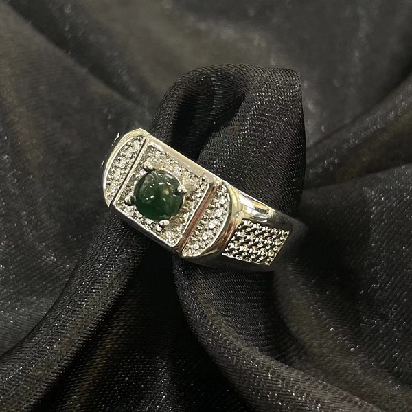 【懂先生专属】天然A货帝王绿翡翠满钻豪镶马鞍戒FT005