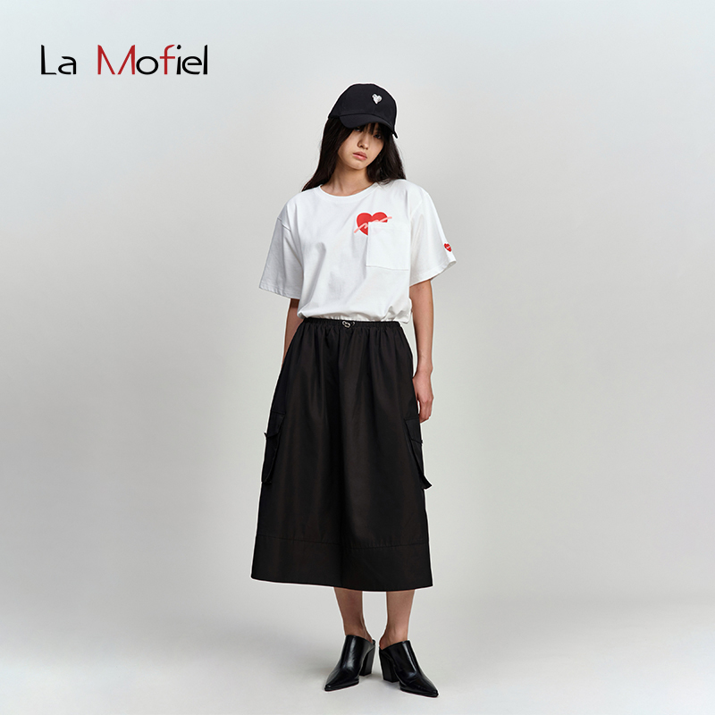 La Mofiel/蓦霏两侧口袋装饰休闲款伞形长裙