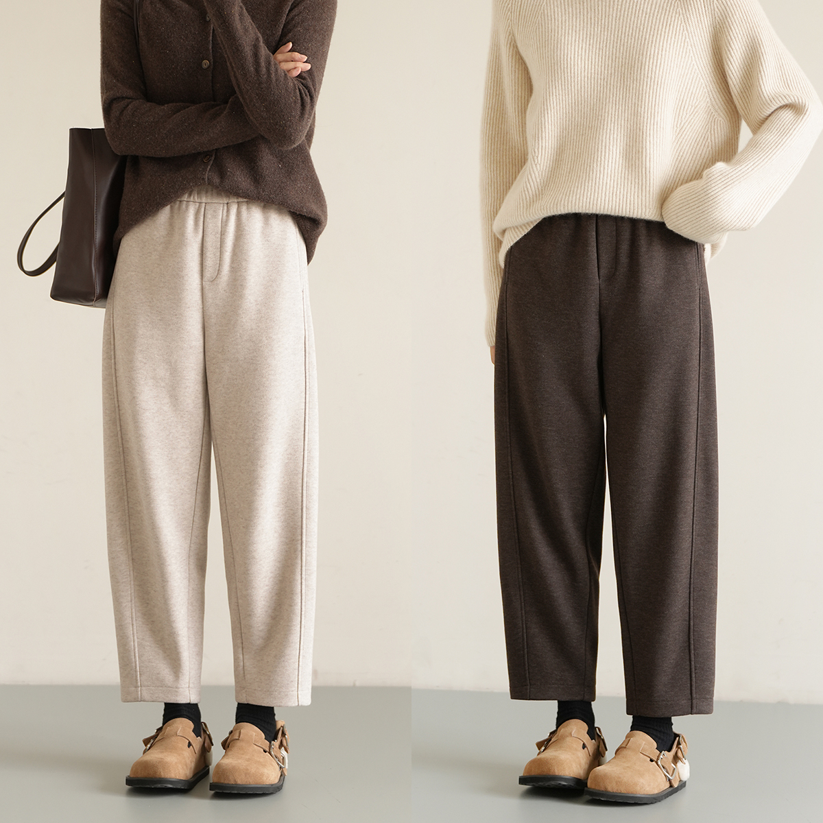 厚款 松口茧型裤 女士弹力奶奶裤 保暖锥形裤 秋冬款 女装 87900