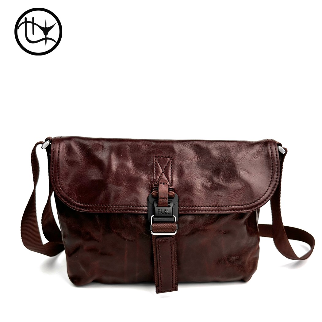 也牛.头层植鞣牛皮男士单肩通勤斜挎包