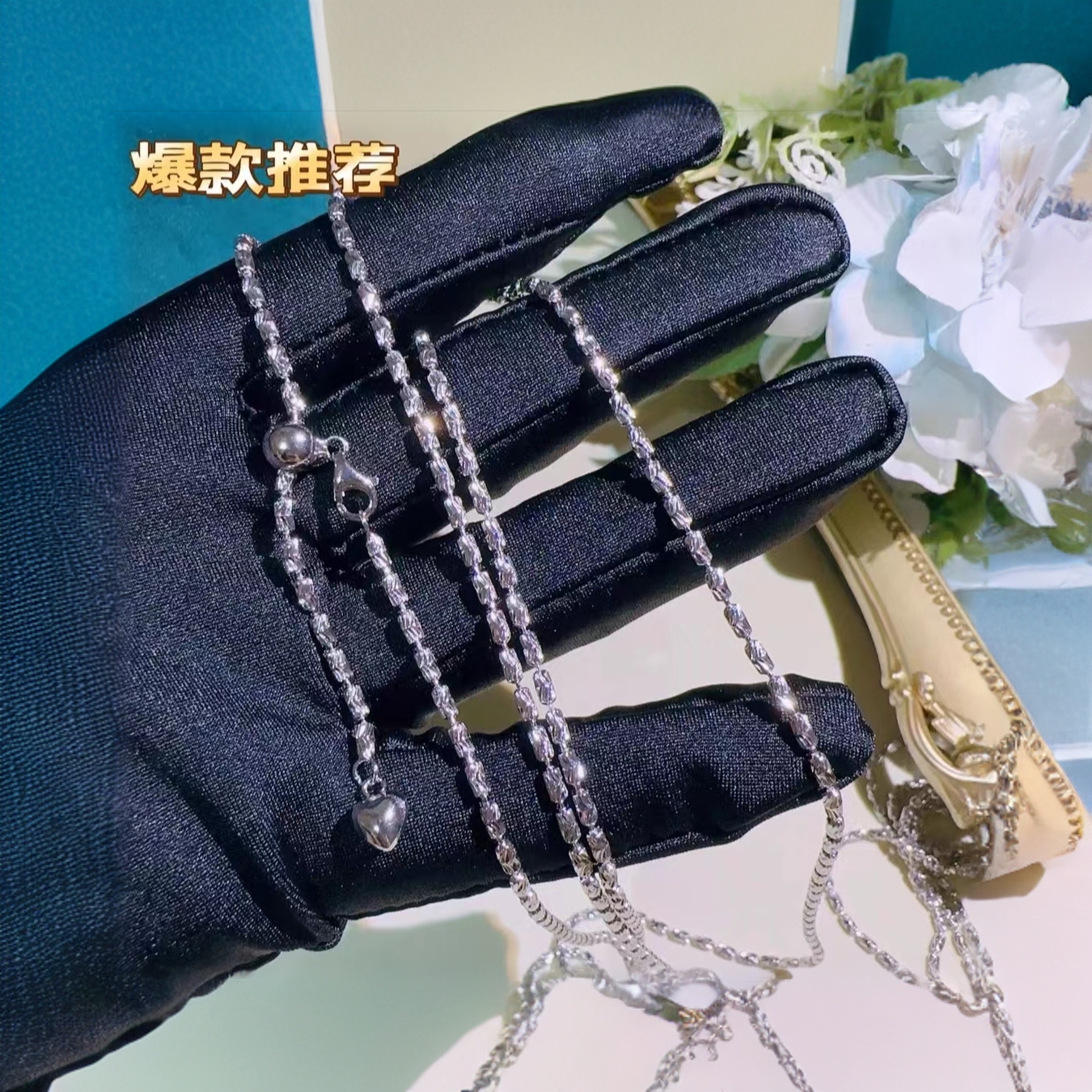 链子925银 XIYAN链子 意大利粗款银链切割链百搭款自由调节毛衣链