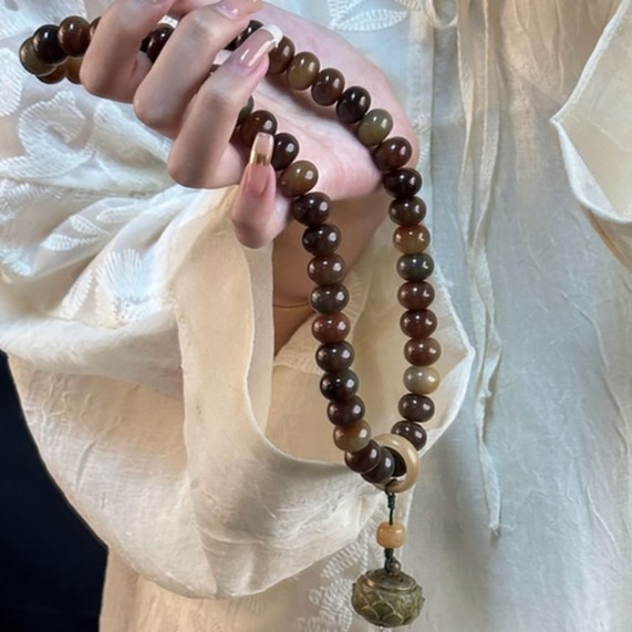 自然风化敦煌问天菩提根手持跑环款手串女生盘玩文玩菩提子念珠