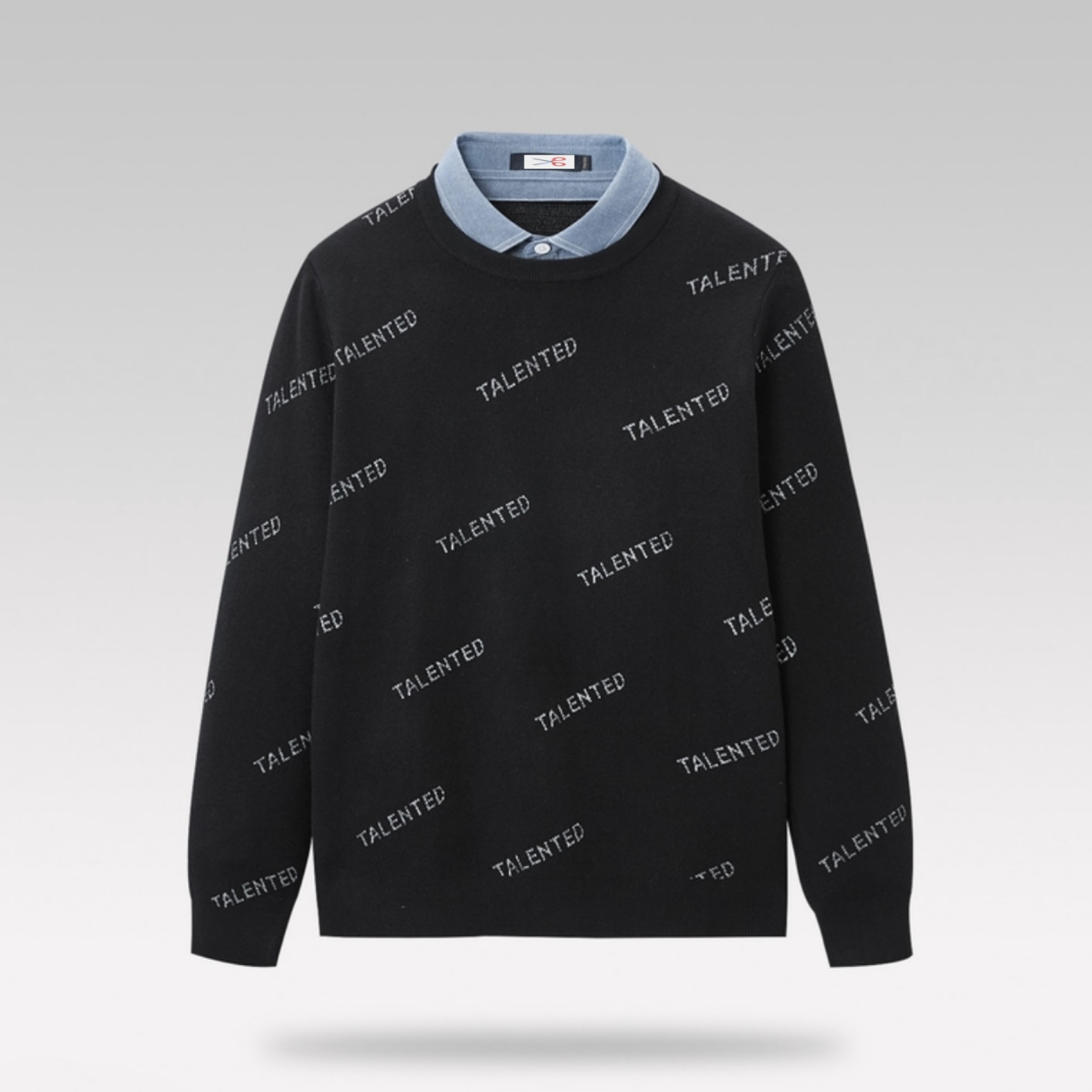 冬季男士假两件时尚保暖打底毛衣H3096休闲双领针织衫