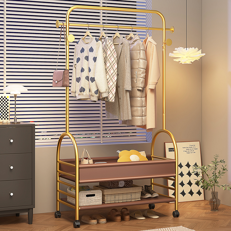 衣架落地卧室挂衣架家用室内移动轻奢晾衣架多功能收纳置物衣帽架