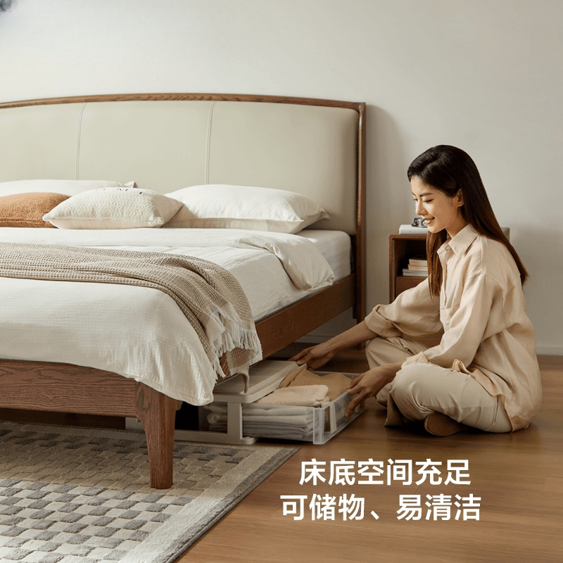 1.5米1.8米实木床主卧室原木双人床架大床北欧新中式