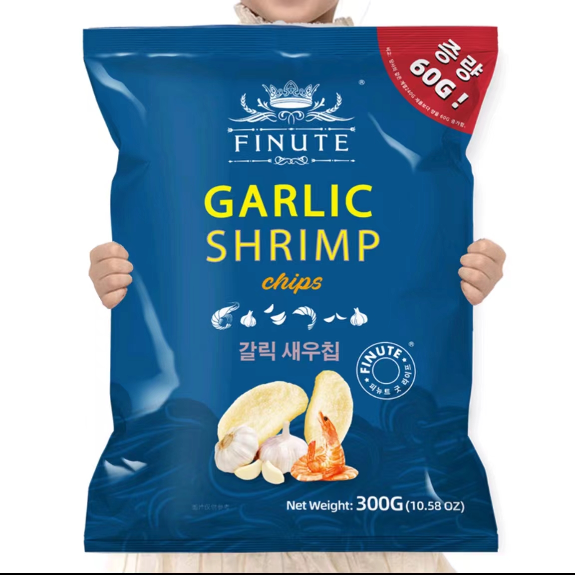 【会员超市】韩国进口 趣来福蒜香味虾片300g