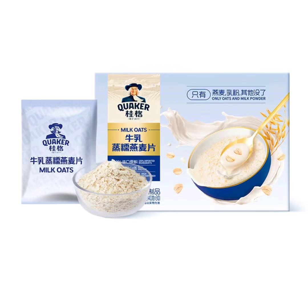 【会员商店】桂格 牛乳燕麦片1.2KG 30包 早餐佳品