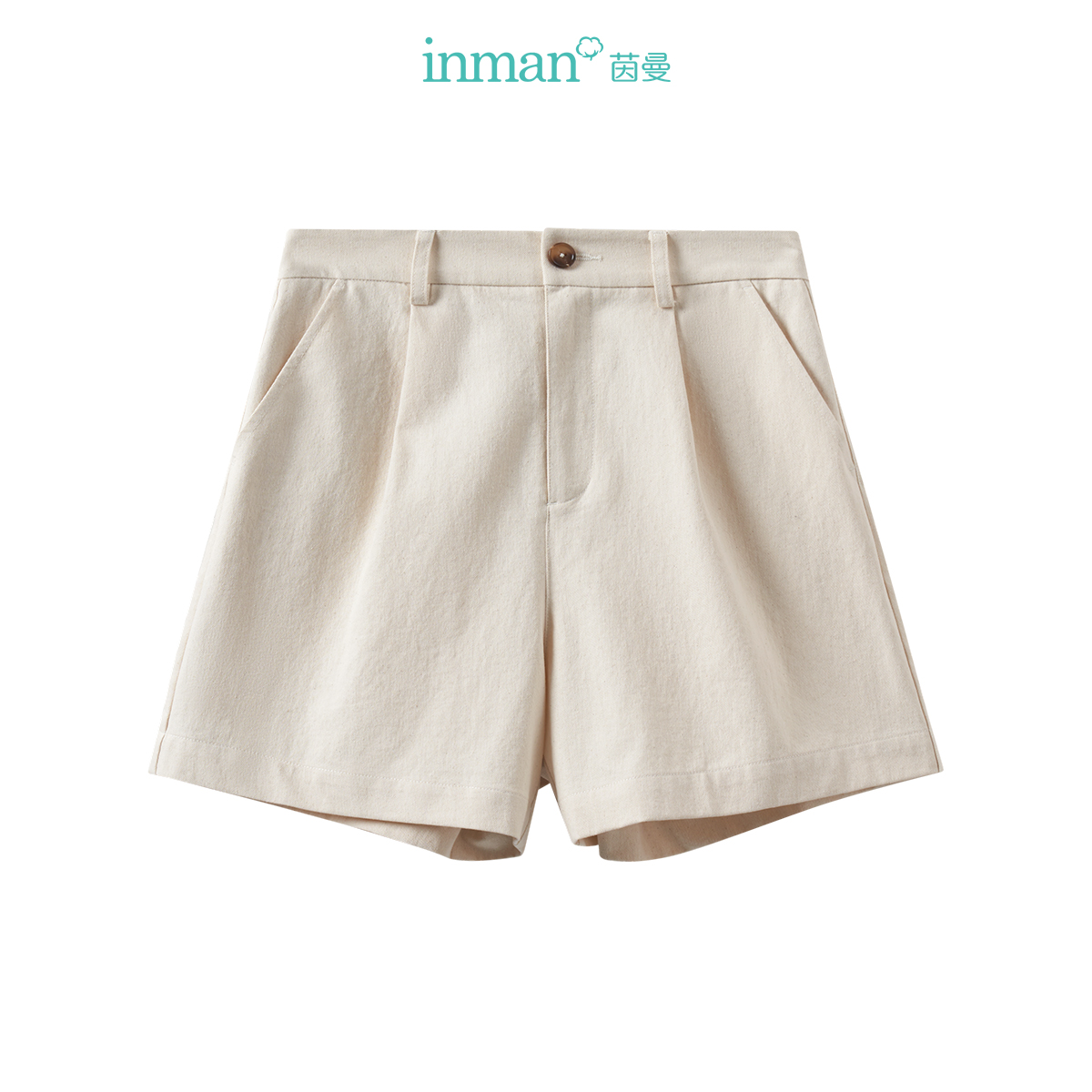 【商场同款】茵曼夏季女休闲裤裤子新款高腰纯棉百搭女装显瘦短裤