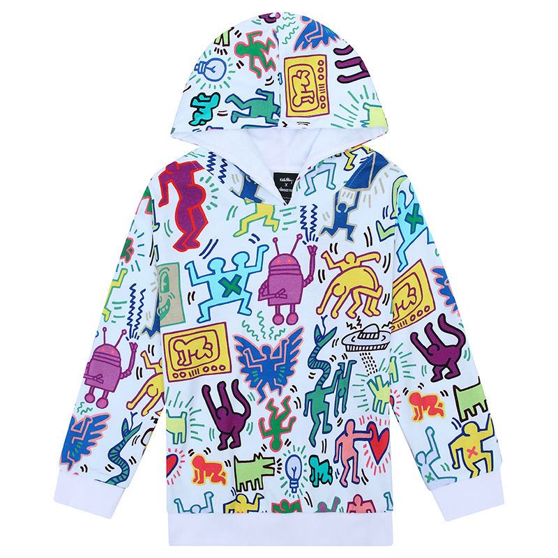 外穿卡通连帽男童女童卫衣加菲猫图案宝宝亲子帽衫