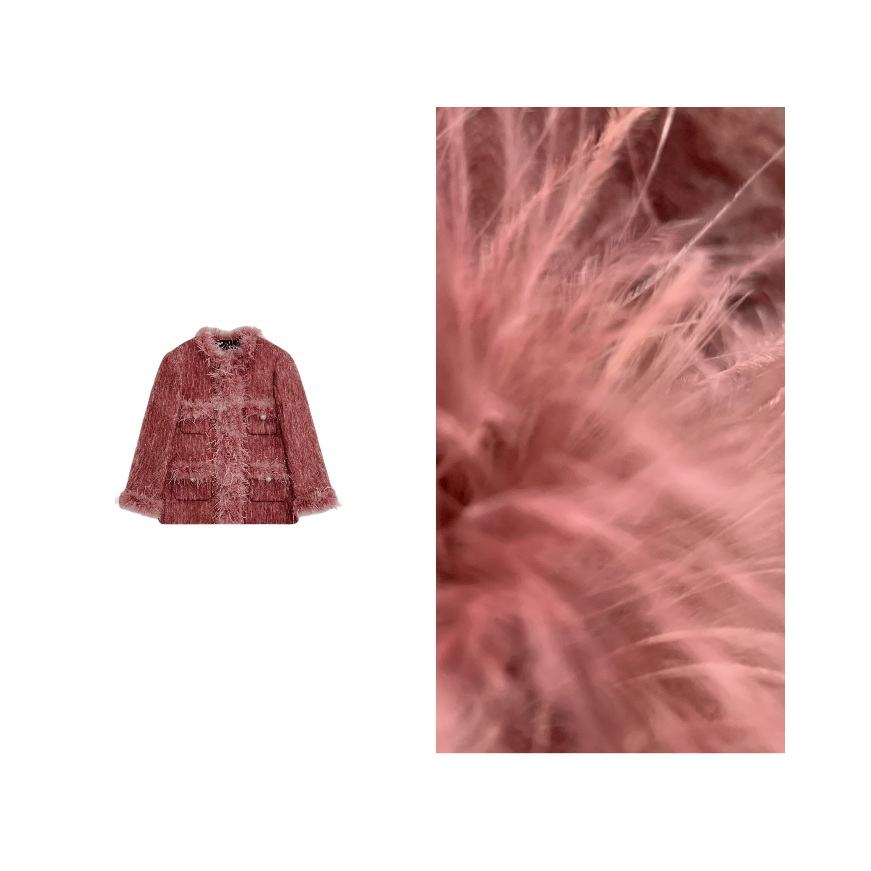 【蔓越莓】限量定制绝美水波马海毛手工鸵鸟毛高定小香风