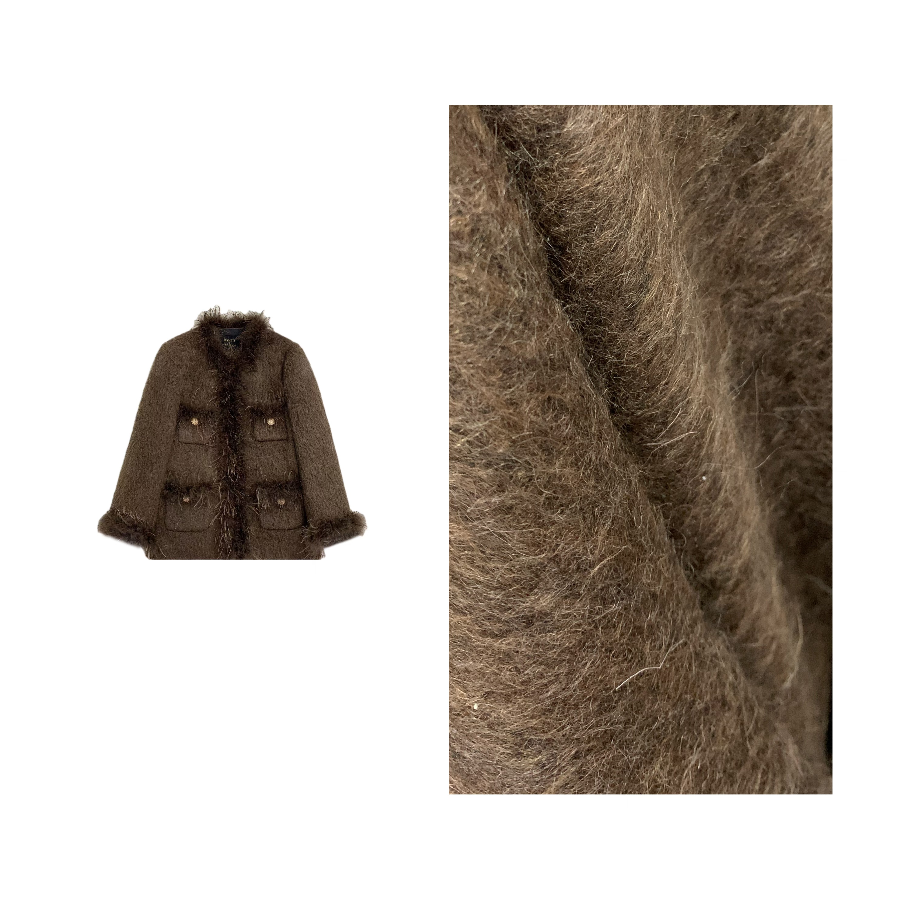 【CC美式】25冬季新款限量定制轻奢洋气羊驼毛手工鸵鸟毛高定小香风