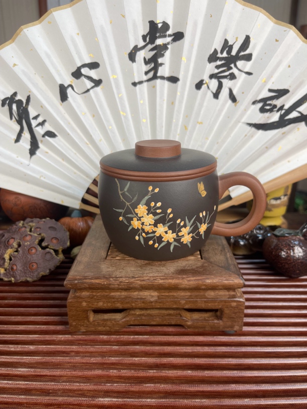 宜兴精美紫砂杯吕泽新老师纯全手工带盖办公杯女款泡茶杯子缸杯