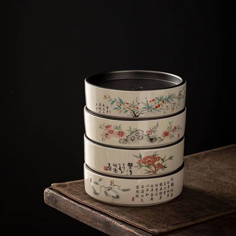 草木灰壶承盘小茶台养壶茶承复古陶瓷干泡盘家用储水日式茶盘建水
