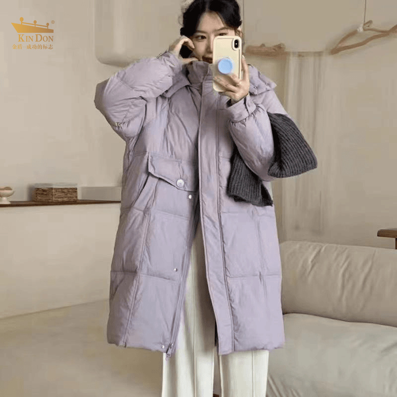 KINDON/金盾M扣款2024新款羽绒服显瘦中长款宽松加厚秋冬上衣