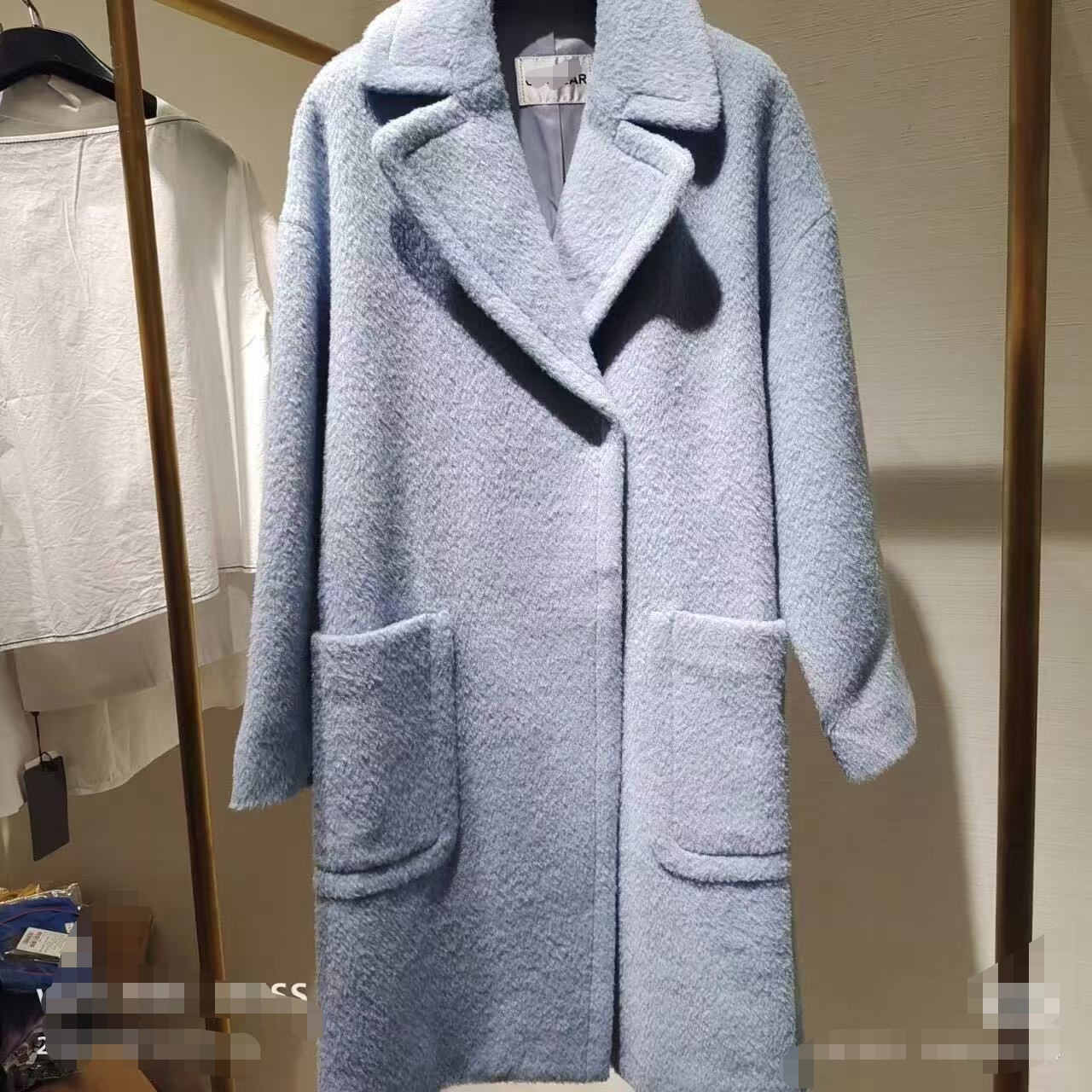 不退换 哥 设计师女士毛呢气质翻领女款保暖大衣宽松