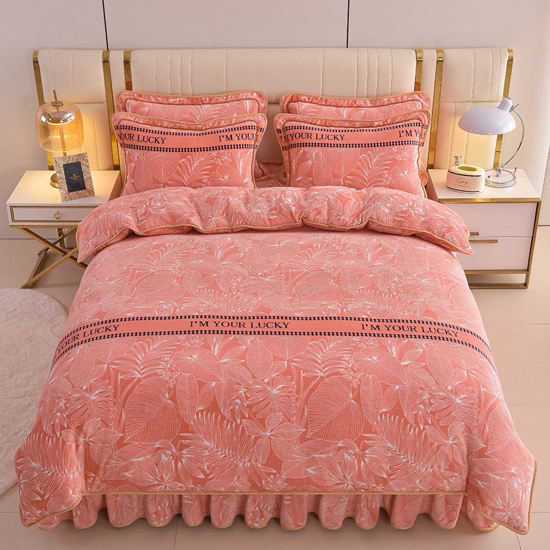 冬款高端加厚牛奶绒双面绒床上四件套婚庆冬季四件套牛奶绒双面绒