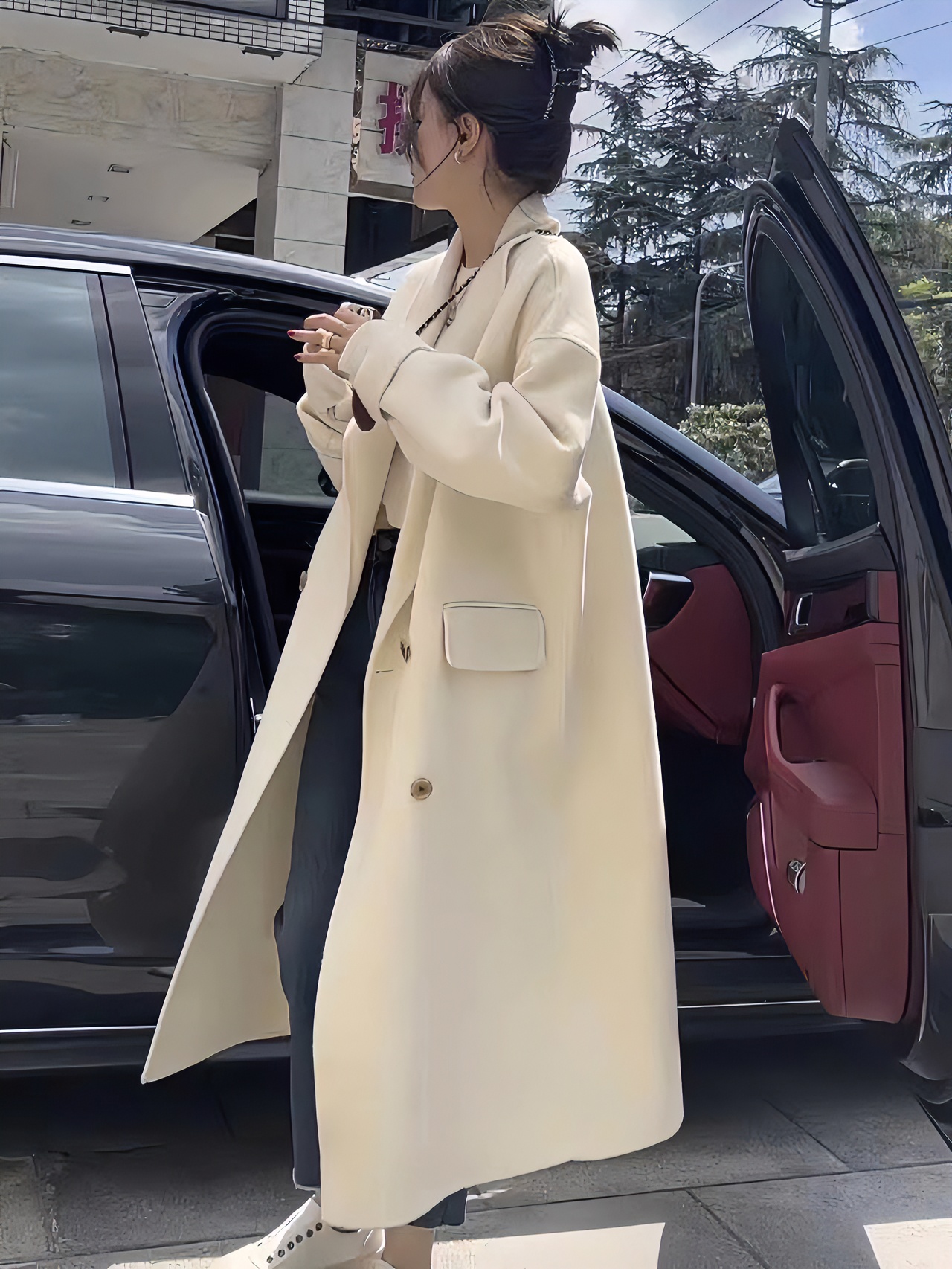 开叉2023高级感羊毛大衣女2023秋冬新款韩版中长款羊毛大衣气质