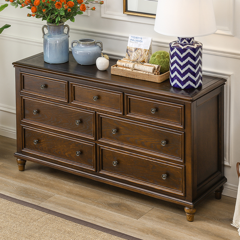 LB 美式实木卧室斗柜五斗柜七斗柜九斗柜实木储物柜收纳柜九斗柜