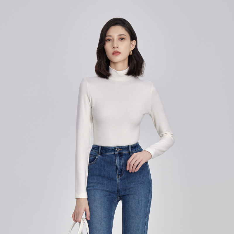 OBEG欧碧倩立领秋冬长袖压花上衣10444027