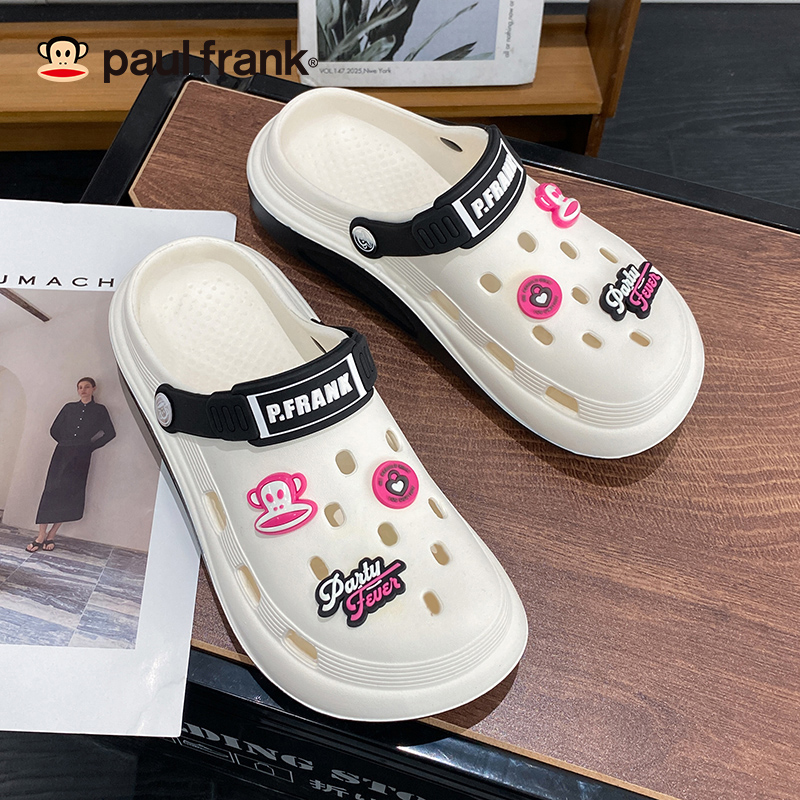 paul frank/大嘴猴洞洞鞋男士夏季情侣厚底沙滩百搭软底时尚情侣