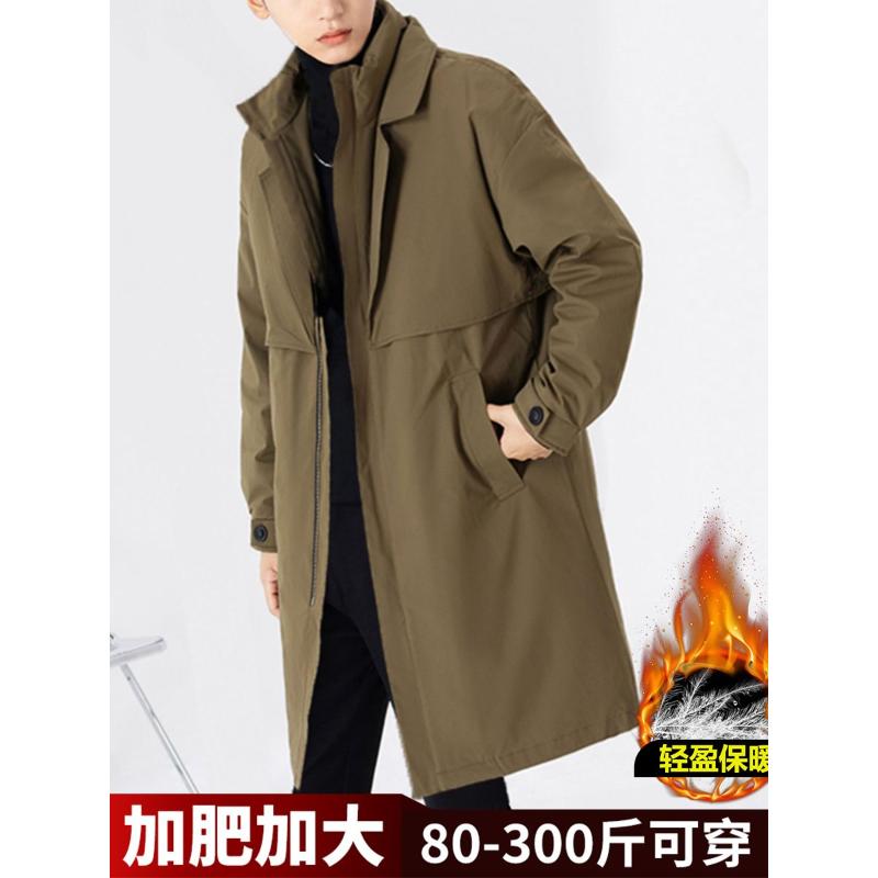 冬季新款工装派克服男中长款双层领羽绒服韩系痞帅保暖外套加大码